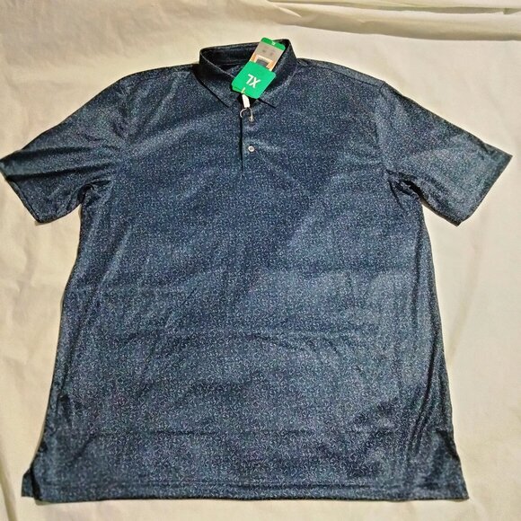 Greg Norman Men's XL Performance Golf Polo Shirt Dry Navy Blue Geometric Pattern - Picture 1 of 6